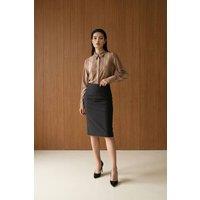MyFashion Women's Striped Velvet Weave Button Shirt in Camel | Size: Large