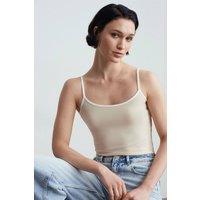 Dilvin Women's Color Block Ribbed Sleeveless Blouse in Medium Beige