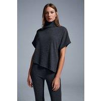Dilvin Women's Ribbed Turtleneck Short-sleeve Blouse in Charcoal | Size: Medium