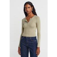 Dilvin Women's Slim Fit Long Sleeve Jersey Blouse in Green | Size: Medium
