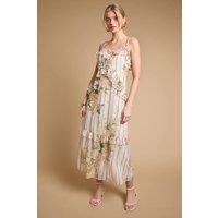 Oasis Women's Rope Detail Neckline Ruffle Cami Midaxi Dress in White | Size: 10