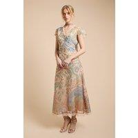 Oasis Women's Fluted Sleeve Midaxi Dress With Neck Scarf Detail | Size: 10