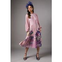 Coast Women's Placement Print Pleat Dress in Pink | Size: 14