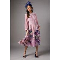 Coast Women's Placement Print Pleat Dress in Pink | Size: 18