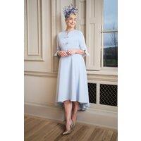 Coast Women's Lisa Tan Satin High Low Midi Dress With Bow Detail in Pale Blue | Size: 10