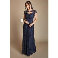 Coast Women's Lightweight Corded Lace Panelled Bridesmaid Dress in Navy | Size: 10
