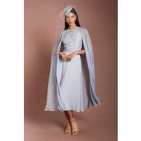 Coast Women's Lisa Tan Cape Sleeve Lace Midi Dress in Pale Blue | Size: 12