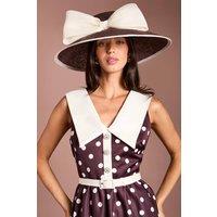 Coast Women's Lisa Tan Organza Bow Detail Wide Brim Hat in Chocolate