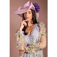 Coast Women's Lisa Tan Bow & Flower Detail Wide Brim Hat in Lilac