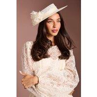 Coast Women's Lisa Tan Floral Detail Boater in Ivory