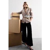 Warehouse Women's Extreme High Waisted Wide Leg Pleated Tailored Trousers in Black | Size: 14