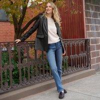 Lands' End Women's Recover Straight Leg Jeans, Mid Rise in Blue | Size: 14-16R