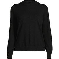 Lands' End Women's Button Cuff Polo Neck Jumper in Black | Size: 20