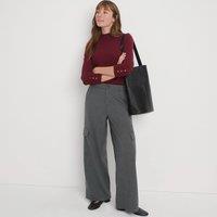 Lands' End Women's Wide Leg Brushed Twill Cargo Trousers in Charcoal | Size: 20