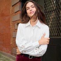 Lands' End Women's Cutwork Detail Shirt in White | Size: 8