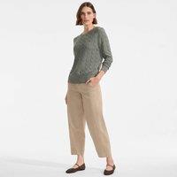 Lands' End Women's Barrel Leg Cropped Chinos in Beige | Size: 14