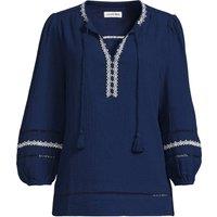 Lands' End Women's Cotton Cheesecloth Popover Tunic Top in Navy | Size: 8