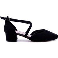 Paradox London Women's Gemma' Wide Fit Cross Front Low Heel Shoes in Black | Size: 6E
