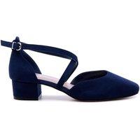 Paradox London Women's Gemma' Wide Fit Cross Front Low Heel Shoes in Navy | Size: 8E