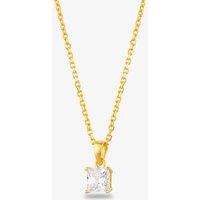 Starbright Women's Gold 6mm Four Claw Square Cubic Zirconia Pendant E304P-6x6M 3A GP | Size: 18 inches