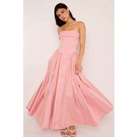 Jaded Rose Women's Edith Pink Rose Bandeau Corset Cotton Maxi Dress | Size: 14
