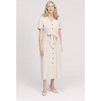Finery London Women's Priscilla Button Through Midi Dress in Light Beige | Size: 18