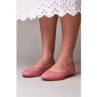 Moshulu Women's 'Senara' Punched Pattern Ballerina Pumps in Raspberry | Size: 6.5