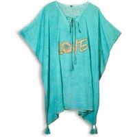 KDMD Women's Nomad Sari Med Collection Kaftan Turquoise & Gold Love Design