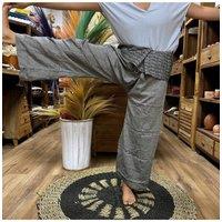 KDMD Women's Thai Fisherman Mandala Yoga Pants Unisex Comfortable 100% Cotton in Grey