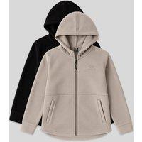 Tommy Life Women's Plush Zip-front Hooded Sweatshirt in Beige | Size: Small