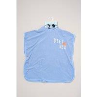 Little Gent Boy's Shark Towelling Poncho, Swim Shorts & Sunglasses Set in Blue | Size: 5 Years