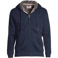 Lands' End Men's Serious Sweats Hooded Zip Jacket, Sherpa Lining in Dark Navy | Size: Large