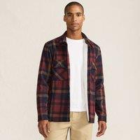Lands' End Men's Borg Lined Checked Shacket in Red | Size: 2XL