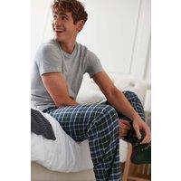 British Boxers Men's 'Jura' Tartan Brushed Cotton Pyjama Trousers in Dark Green | Size: Small