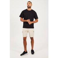 Brave Soul Men's Belted Pocket Detail Shorts in Stone | Size: Small