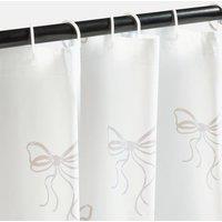 OHS Bows Mould Proof Shower Curtain with 12 Hooks in Natural | Size: 180 cm width x 180 cm drop
