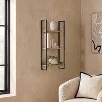 OHS 3 Tier Wall Mounted Shelf Home Display Unit Shelving Bedroom in Light Oak