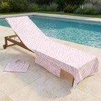 OHS Zebra Print Beach Towel with Bag Quick Dry Absorbent Travel Spa in Baby Pink