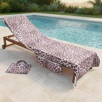 OHS Leopard Beach Towel with Bag Quick Dry Absorbent Travel Spa in Pink