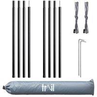 Trail Outdoor Leisure King Pole Set of 2 Tent Tarp Poles Adjustable 180cm Heavy Duty Steel in Black
