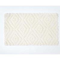 Homescapes Super Absorbent Ikat Pattern Bath Mat in White