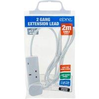 BARGAINS-GALORE 2 Way Gang 2m Extension Lead UK Cable 13 Amp Socket Power Mains Plug in White