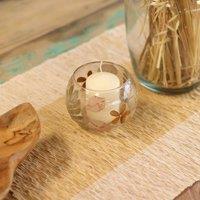 Serenityy Primavera Natural Floral Glass Bowl Candle Holder, 8x10cm | Size: 8x10 cm