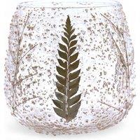 Serenityy Natural Floral Glass Pino Straight Candle Holder - 10x9 cm in Clear