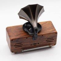 Serenityy Retro Mini Double-Horn Gramophone Speaker - Bluetooth 5.4 - 5.4W x2 in Brown
