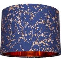 Happy Homewares Modern Soft Cotton Fabric Lamp Shade with Shiny Foil Floral Decoration in Midnight | Size: 10 inches