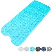 Keplin Non-Slip Bath Mat, Soft & Comfortable Mat, Machine Washable, 100x40cm in Blue | Size: 100x40 cm