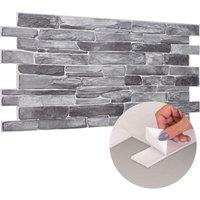 Novecrafto Self Adhesive 3D Wall Panels Brick & Stone Design 96cm x 48cm (6 Sheets) in Grey | Size: 96 cm x 48 cm