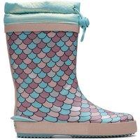 Clarks Tarri Race Kid Pink/Blue Wellies in Pink | Size: 10-Wide Fit
