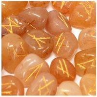 KDMD Yellow Aventurine Rune Stone Set in Pouch 25 Mystical Symbols